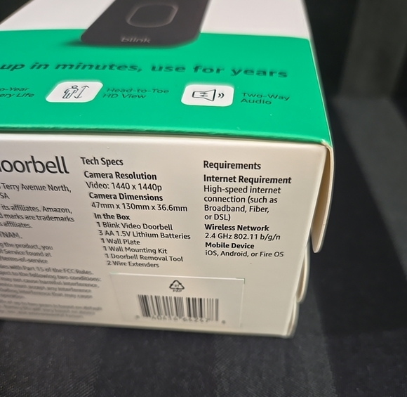 Blink 2nd Generation Battery Powered Video Doorbell With 2 Way Audio Black - Picture 7 of 7